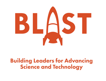  BLAST. Building Leaders for Advancing Science and Technology. A rocket is pictured in the "A".